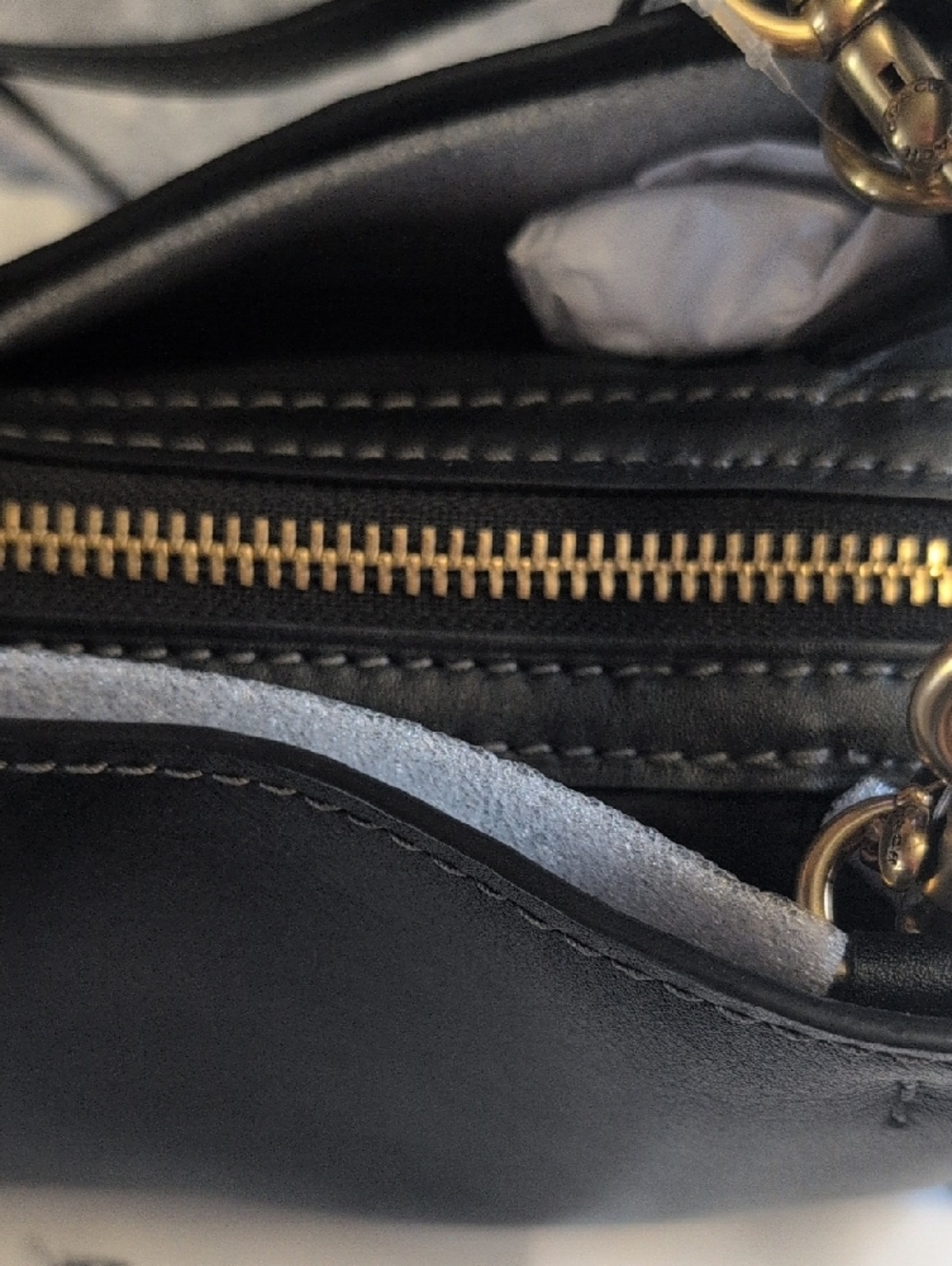 Coach Rogue 34 Black Leather Double-Zip Shoulder Bag with Brass  Hardware NWT - Picture 4 of 12